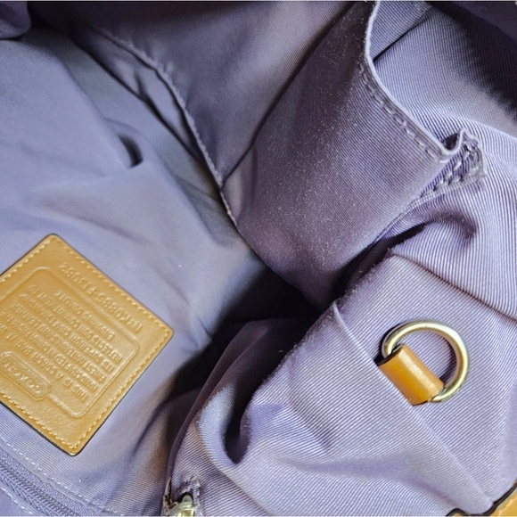 COACH SIGNATURE JACQUARD HOBO SHOULDER CANVAS BAG TAN BROWN F13082 y2k Preppy - Picture 11 of 16